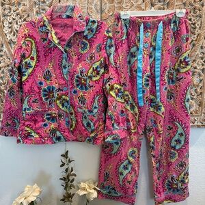 Nick & Nora Pink Paisley Flannel Pajamas- size Adult S